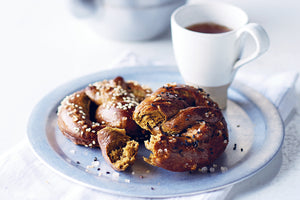 delicious matcha pretzels go perfect with a hot cuppa