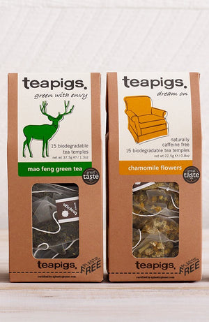 teapigs mao feng green tea and chamomile tea