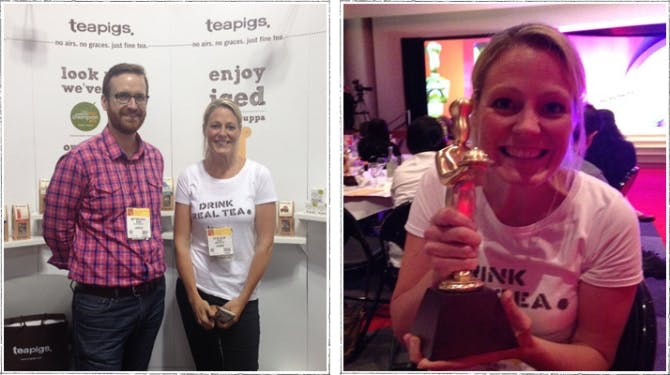 Tea Taster Louise and Tea Eagle Matthew receiving award