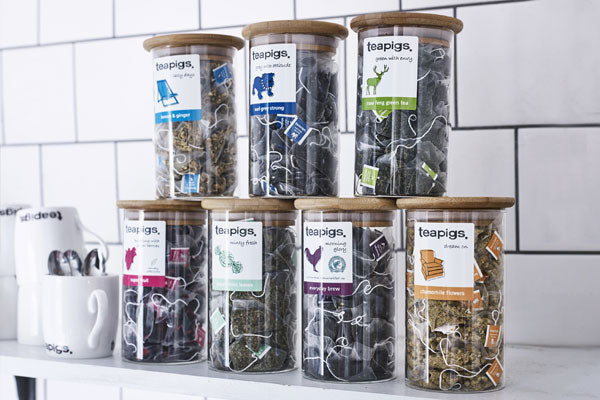 teapig teas in jars, stacked