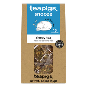 Teapigs sleepy tea packaging with a clear window showing tea leaves.-teapigs